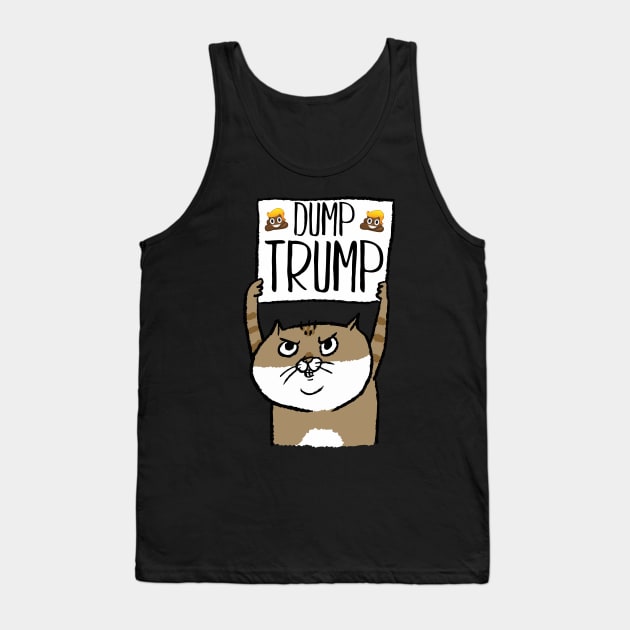 Dump Trump Poop Emoji Protesting Cat Gift Tank Top by BadDesignCo